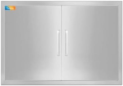 Treshin Outdoor Kitchen Doors 31" W x 24" H - Stainless Steel Double Door with Magnetic Closure, Durable and Easy to Clean BBQ Access Door - Perfect for Outdoor Kitchens, BBQ Islands