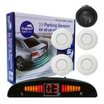 Dolphin Automotive DPS450F Front Parking Sensors In 32 Colours 4 Ultrasonic Radar Sensors Kit Audio & Display Alert System Matt & Gloss Black +30 More Colours (White)