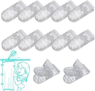Kingwee Thumb Shower Curtain Clips, Shower Splash Guard Holders, Bathtub Curtain Liner Clips for Windproof & Splash Water (Clear-12 Pack)