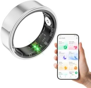 MERNEUO Smart Ring - Health and Fitness Tracker With Calories/Heart Rate/Blood Oxygen/Blood Pressure/Sleep Monitoring, IP68 Waterproof Pedometer for Exercise (Silver, #7)
