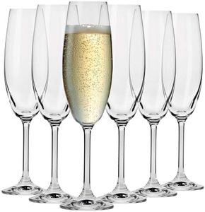 Krosno Bicchieri Calice Flute Champagne Spumante Vetro | Set di 6 | 200 ML | Collezione Venezia | Ideale per Casa Ristorante Feste e Ricevimenti | Adatto alla Lavastoviglie