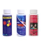 VAYINATO Aquatic Remedies Aquarium Fish Tank Must Have Starter Combo (Stress Heal + Aquaria Clear + Microlife S2) 3 * 100 Ml - 3 Pcs Combo Starter Pack