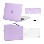 MOSISO Compatible with MacBook Pro 13 inch Case M2 2023, 2022, 2021-2016 A2338 M1 A2251 A2289 A2159 A1989 A1708 A1706,Plastic Hard Shell&Bag&Keyboard Skin&Webcam Cover&Screen Protector,Light Purple