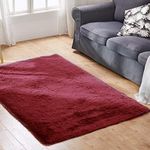 Designer Soft Shag Shaggy Floor Confetti Rug Carpet Home Decor 80x120cm Burgundy