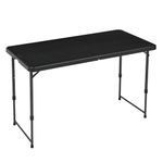 Amazon Basics 4 Foot Folding Table, 4 Adjustable Height Settings with Carrying Handle, Indoor & Outdoor, Black