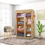 Cbeeso Brand-2 Door Foldable Wardrobe 8 Racks Beige