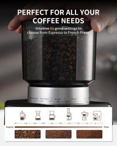 SHARDOR Conical Burr Coffee Grinder – Adjustable Grind Settings