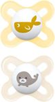 MAM Original Start Soother 0-2 Months (Set of 2), Baby Soother Made from Sustainable Material, SkinSoft Silicone Teat, with MAM Soother Case, Cream (Designs May Vary)