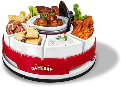 Nostalgia Gameday Heated Slow Cooker and Lazy Susan Serving Set for Parties, Fondue Pot for Dips and Nachos, Red/White