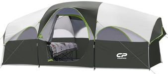 CAMPROS CP Tent 8 Person Camping Tents, Weather Resistant Family Tent, 5 Large Mesh Windows, Double Layer, Divided Curtain for Separated Room, Portable with Carry Bag - Deep Gray