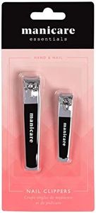 Manicare Nail Clippers, Pack Of 2, Stainless Steel Small And Medium Clippers For Precisie Trimming Of Toenails And Fingernails, Professional Blade, Perfect For Home Or Salon Manicures And Pedicures