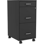 Lorell LYS SOHO Box/File/File 3-Drawer Mobile File Cabinet, Black, 14.3" x 18" x 29.5"