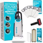Simplicity Vacuums Upright Vacuum Cleaner – Corded Vacuum Cleaner Designed for Carpet & Hard Floor Cleaning with Automatic Height Adjustment, Includes HEPA Vacuum Bags, Filter Set & Pet Tool