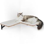 FUKUMARU Cat Shelf Furniture, Wall Mounted Corner Cat Shelves, 0.79 Inch Thick Solid Rubber Wood Hanging Shelves, 21.2 x 11.1 Inch, 2 PCS