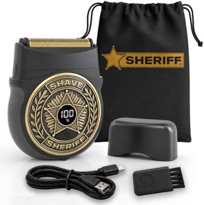 Shave Sheriff Men's Waterproof Titanium Electric Razor with Travel Pouch