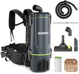 WORKPRO Commercial Backpack Vacuum Cleaner, 6-Quart, 1200W Motor, Lightweight with 23-Foot Long Cord, Portable Vacuum Backpack for Stairs, Carpet and Hard Floors