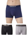 DAMENSCH Men's Cotton Blend Trunks (Pack of 3) (DAM-CTS-T-NNY-BKN-SRY-PACK-3-M_New Navy, Black Knight, Salt Grey_M)