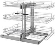 Rev-A-Shelf 3 Tier Pullout Shelf Organizer for Blind Corner Kitchen/Bathroom Cabinets with Soft-Close, 48" Adjustable Shelves, Chrome, 5PSP3-18SC-CR