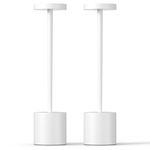 Yedindos 2 Pack Cordless Table Lamps, LED Rechargeable Desk Lamp, 3-Color Stepless Touch Dimmable, 13.8 Inch Tall Portable Bedside Lamp for Outdoor Patio Bar Bedroom Restaurant, White