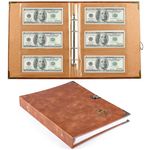 Ettonsun 120 Pockets Currency Paper Money Collection Book Album Dollar Bill Holder Sleeves for Collectors Currency Banknote Stamp Collecting Supplies