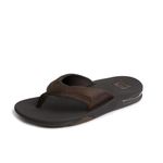 Reef Men's Leather Fanning Flip-Flop, Brown Dark Brown Dab, 9 UK