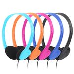 CN-Outlet Kids Headphones for Classroom in Bulk Multi Colored 5 Pack, Wholesale Children On-Ear Headset Perfect for Schools, Student, Libraries, Computer Lab, Testing Centers (5Pack)