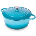 Cast Iron Dutch Oven with Lid – Non-Stick Ovenproof Enamelled Casserole Pot, Oven Safe up to 500° F – Sturdy Dutch Oven Cookware – Blue, 6.4-Quart, 28cm – by Nuovva