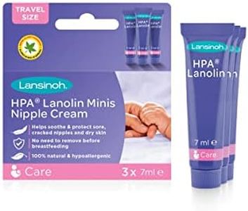 Lansinoh HPA Lanolin Nipple Cream for sore nipple & cracked skin, 100% natural single ingredient, breastfeeding essential, tasteless, odourless, hospital bag, moisturising, 3x7ml
