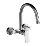 Delta Faucet Wall Mount Kitchen Faucet Mixer I 10 Year Warranty I Korby Single Handle Multi-Function Kitchen Sink Tap I 360° Swivel Spout I Durable Kitchen Tap I Chrome – 44404