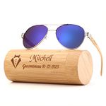 Personalised Wood Wooden Aviator Sunglasses, Custom UV400 Groomsmen Gifts, Mens Sunglasses Wedding Gift Bachelorette Sunglasses