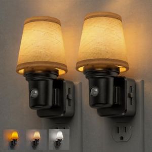 L LOHAS LED Night Lights Plug into Wall, Linen Fabric Night Light