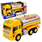 FunBlast City Clean Tanker Truck, Big Size Pull Back Tanker Truck Toy, Friction Power Toy Trucks for 3+ Years Old Boys and Girls, Light & Sound Toy for Kids with 6 Wheels (Yellow)