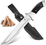 Purple Dragon Fixed Blade Knife with Sheath - 440C Machete for Cutting Trees Heavy Duty with Wood Handle - Full Tang Survival Knife for Bushcraft Camping - Fathers' Day Gift Idea for Men - Black