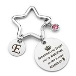 BOMEON Keyring Friendship Gifts For Friends Key Ring Charm Alphabet E Inspirational Women Encouragement Family Girlfriend Best Friend Bff Appreciation Colleague Coworker, Silver-e