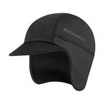 ROCKBROS Winter Cycling Caps for Men Women Windproof Cycling Hat with Sun Visor Under Helmet Liner Thermal Fleece Bike Hat Black