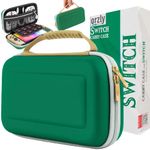 Orzly Switch Case for Nintendo Switch OLED and Standard Switch Console with Accessories and Games Storage Compartment - Designed for Zelda Fans Gift Boxed Edition Green Gold White Carrying case