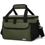 MIER Large Lunch Box for Men, Insulated Lunch Bags Soft Coolers Bag with Shoulder Strap for Adults Work Beach Picnic Travel, 18 Cans, Army Green