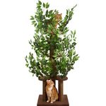 PRIORPET Cat Tree with Leaves - Sturdy & Space-Saving - 4 Scratchable Levels & 3 Scratching Posts - Climbing, Hiding, Sleeping - Easy Assembly - Pet Safe & Durable Cat Tree Nature