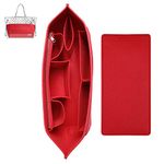 Doxo Felt Organizer Insert for Handbags & Base Shaper,Tote Purse Organizer Insert Large with Zipper Bag Fits for Speedy and Neverfull MM (Red-Combination)