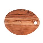 Wood Curls Timbera Acacia Wood Oval Chopping Board for Kitchen | Anti-Bacterial | BPA Free | Polished with Food Grade Material | Natural Wood Finish | Size:27.94X38.1X1.27cm