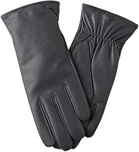 FEIQIAOSH Winter Leather Gloves for Women, Cashmere Lined Touchscreen Gloves for Texting, Premium Soft Sheepskin Warm Glove