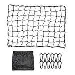 ValueHall Cargo Net 3 x 4 feet Heavy Duty Truck Bed Net Elastic Nylon Mesh Trailer Cargo Storage Net with 12pcs Aluminum Hooks V7074