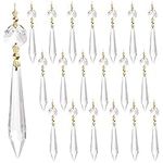 Belle Vous Clear Crystal Icicle Chandelier Pendants (20 Pack) - 11.5cm/4.52 Inches - Hanging Decoration Beads for Chandeliers, Prisms, DIY Suncatcher Parts, Wedding/Christmas Party & Garlands