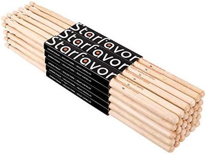 Starfavor 15 Pairs Drum Sticks 5A Classic America Maple Wood Tear Drop Tip Drumsticks for Adults Kids and Beginners