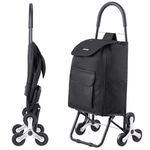 VEVOR Stair Climber Trolley Dolly, 36L Folding Shopping Cart, Grocery Cart Trolley Laundry Stair Climbing Handcart with 6 Wheels & Oxford Cloth Bag, Foldable Cart for Shopping Grocery Laundry, Black