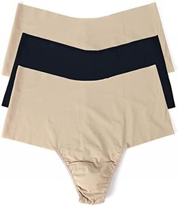 hanky panky, Breathe High Rise Thong Value 3 Pack, Taupe, Black, Taupe, Medium