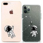 Cavka Matching Couple Cases Compatible for iPhone 14 13 Pro Max 12 Mini 11 Xs 6s 8 Plus 7 Xr 10 SE 5 Astronaut Space Constellation Silicone Cover Clear Girlfriend Anniversary Women Cute Mate Lovely