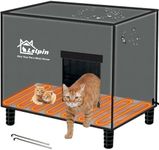 Large Heated Cat House for Outdoor Cats in Winter, Lslpin Weatherproof & Elevated Outdoor Feral Cat House with Pet Heating Pad Bed, Outside Cat House for Stray Barn Cat 20"*16"*18"