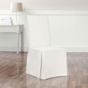 SureFit Essential Twill Long Dining Chair Slipcover in White