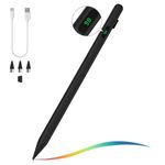 MoKo Stylus Pen for Touch Screen, Active Universal Stylus Pen Compatible with iPad/iPhone/Samsung/Tablet Devices and Other iOS/Android Smartphone, Tablet Pen with Power Display, Black